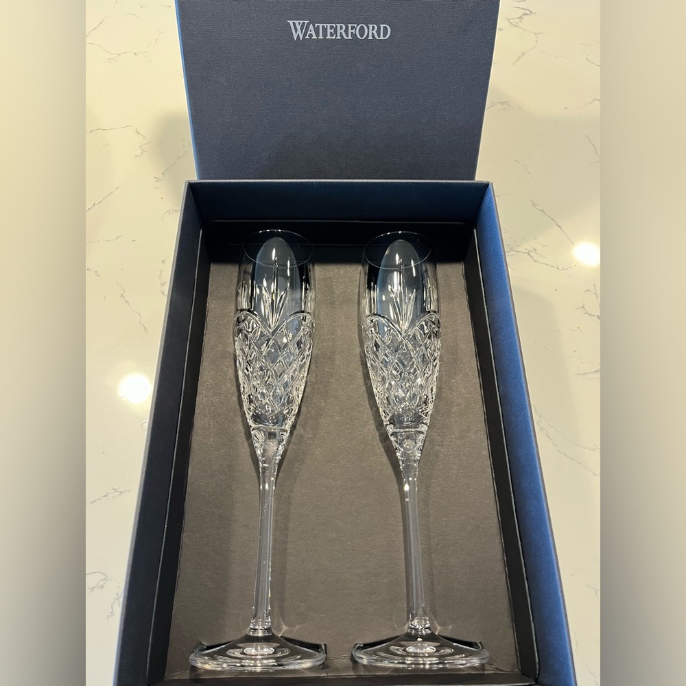 WATERFORD CHAMPAGNE FLUTES - BRAND NEW NEVER USED
